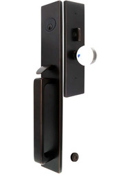 Lugano Mortise Entry Set with Choice of Interior Knob or Lever with Bristol Knob Left Handed in Oil-Rubbed Bronze.
